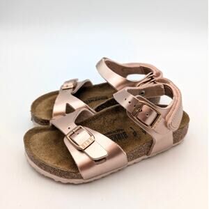 Birkenstock Rio Kids Birko-Flor Sandals Electric Metallic Copper Size US8 EU26